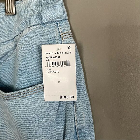 Good American Patchwork Straight Leg Jeans Sz 15 NWT - Picture 3 of 9
